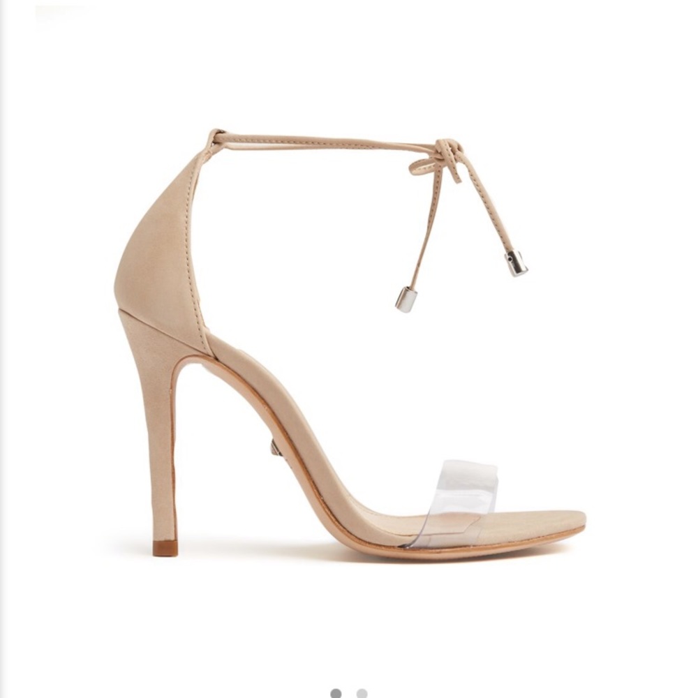Schutz nude with vinyl strap Josseanna heel